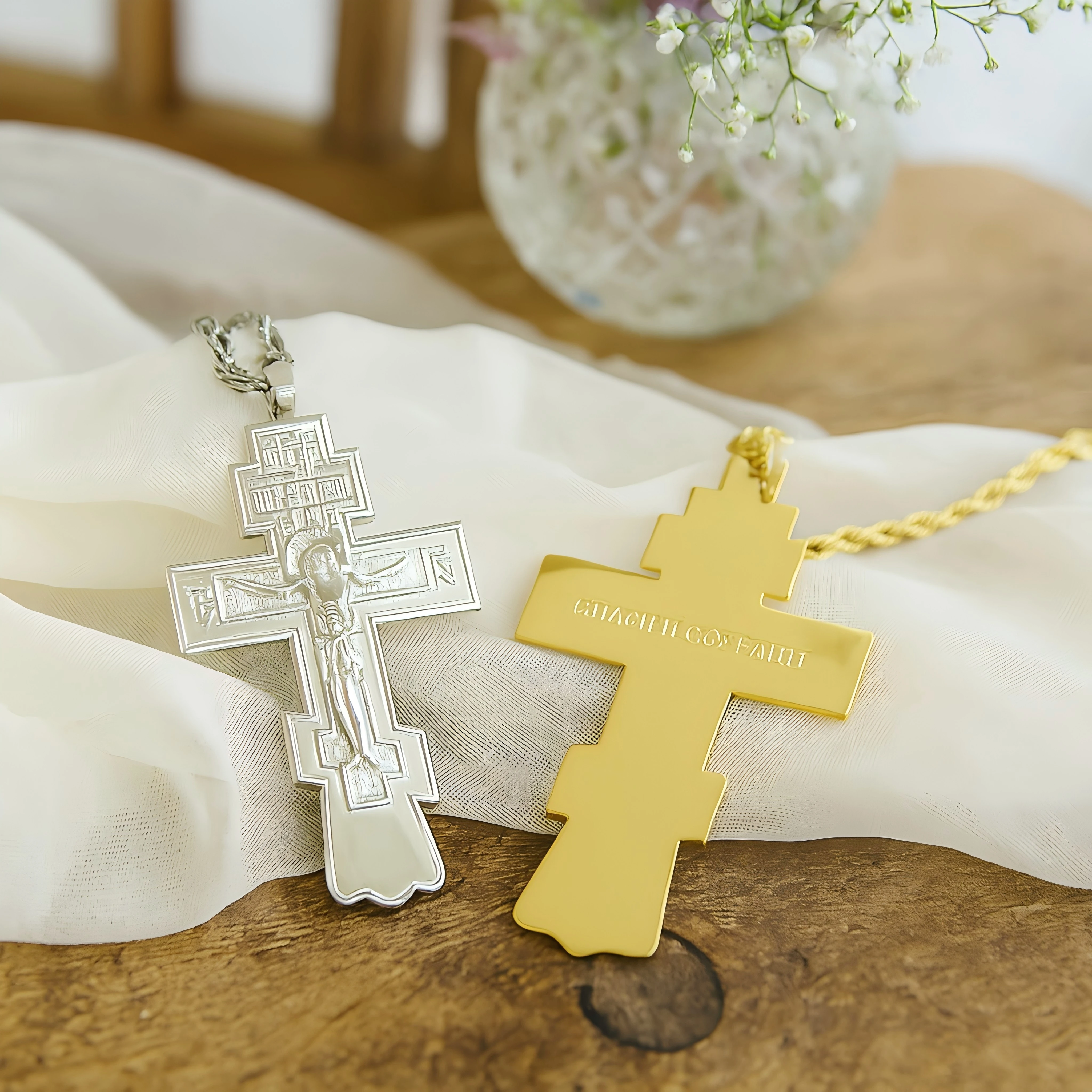 New 2026 Orthodox Pectoral Cross Byzantine Cross Gold Plated Crucifix Cross Necklace Pendant For Bishop Pastor Religion Box Gift