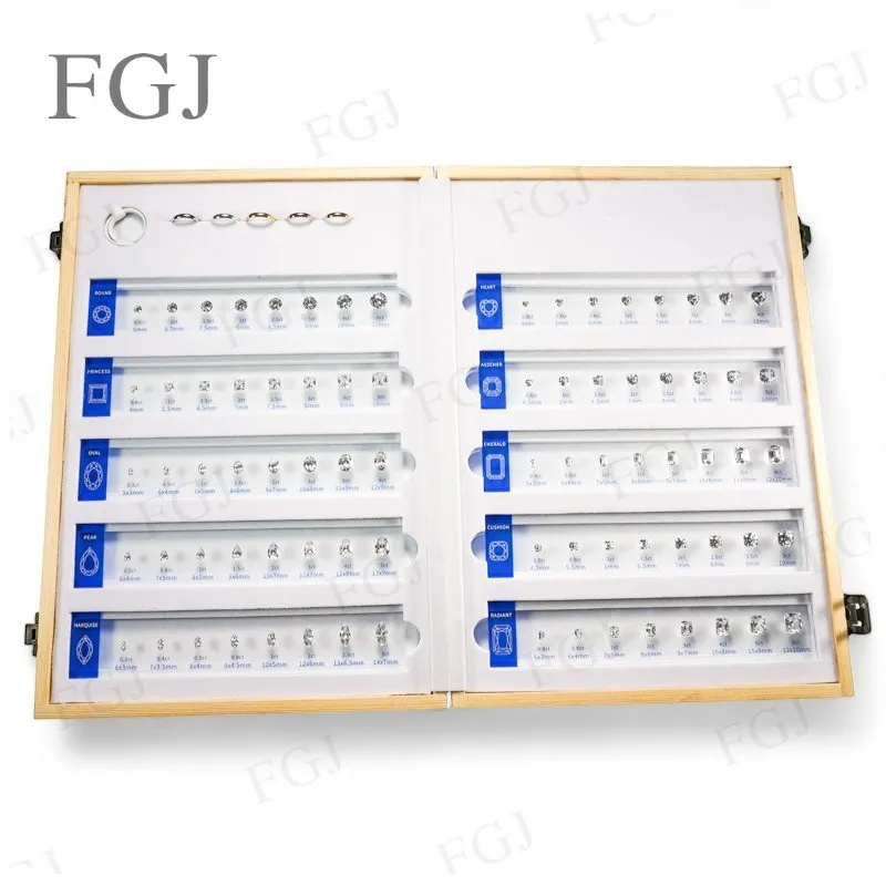 

Custom Free LOGO 10 Shapes Cubic Zirconia Jewelry Tools Kit Set 5A With Ring Settings Various Fancy Shapes Wholesale Price