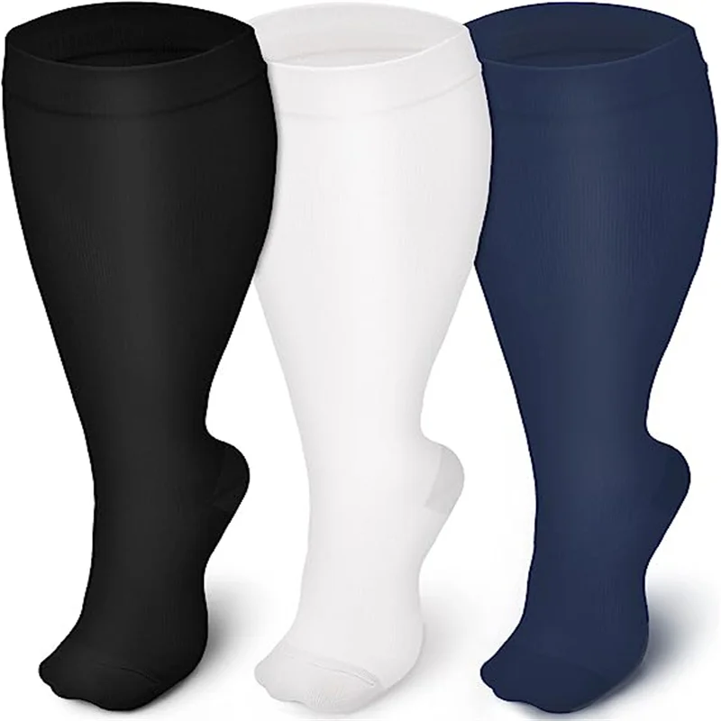 Compression Socks Plus Size Solid Color Sports Running Women Men Extra Size Fat Socks for Sports Fitness Weight Loss 2XL-7XL
