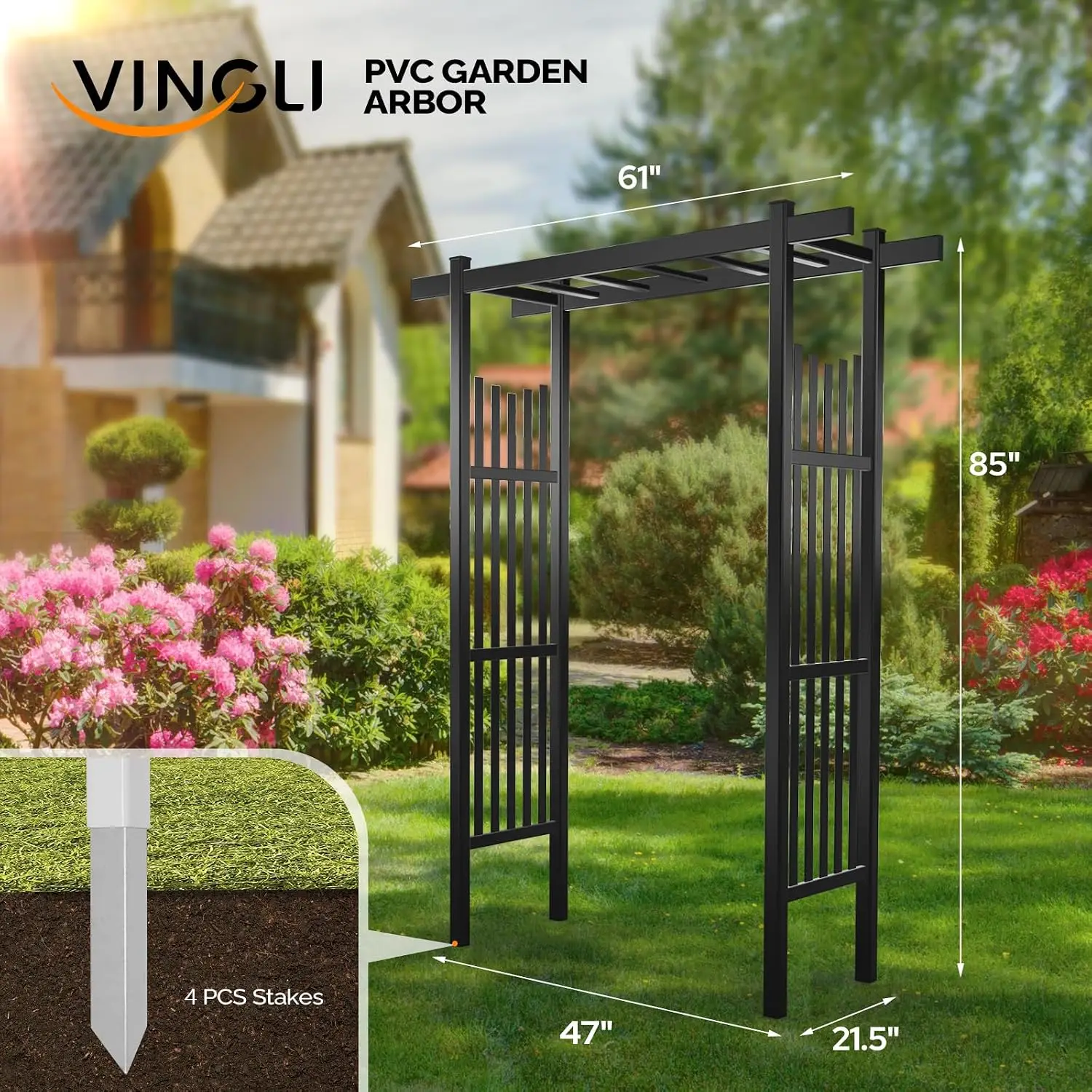 Garden Arbor, PVC Wedding Arch for Ceremony Party, Garden Trellis for Climbing Plants Outdoor, Arch Backdrop Stand, Customized