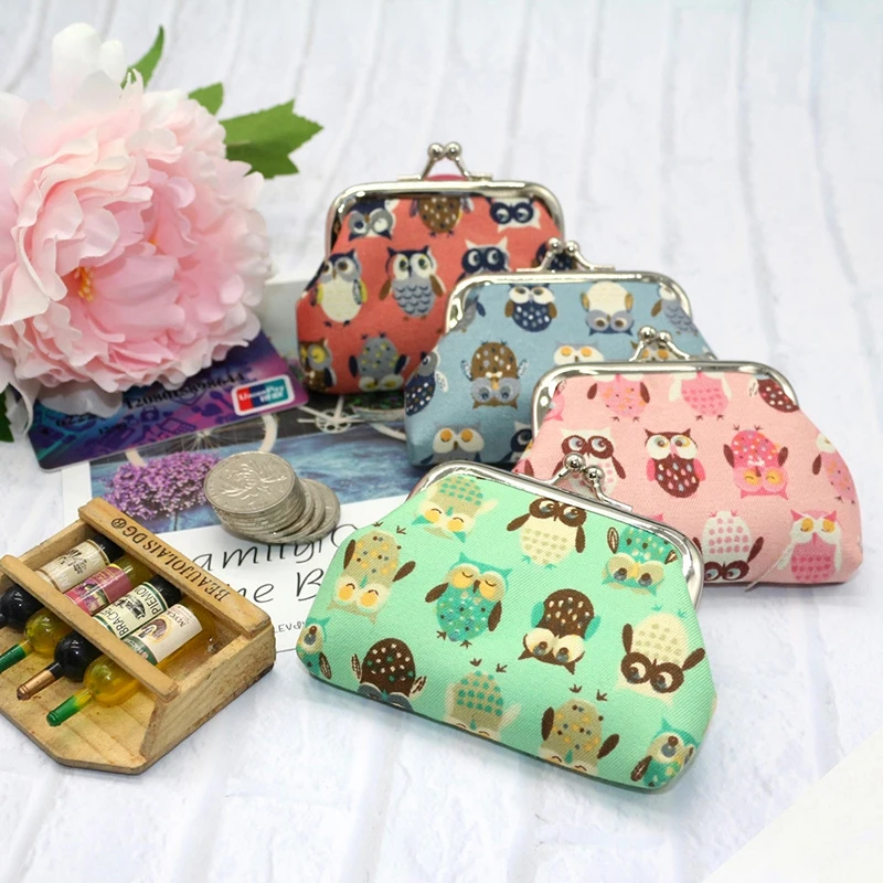 Cartoon Coin Pouch Purse Owl Pattern Women Mini Wallets Kid Clutch Money Bags Girl Pouch Hasp Change Purse Lipstick Portable Bag