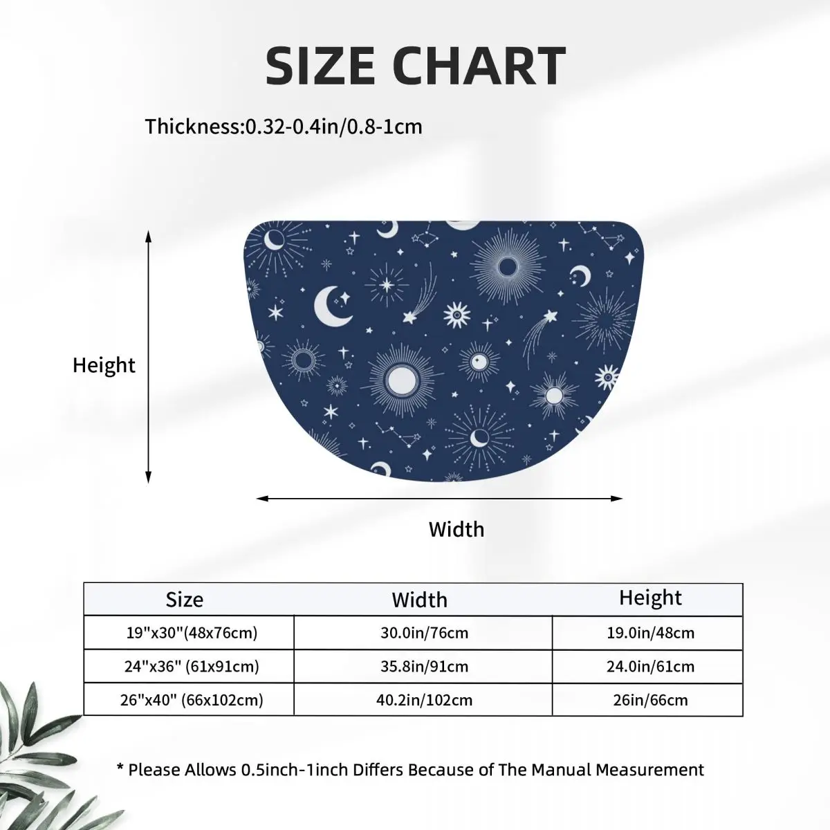 Sweet Celestial Suns, Moons And Stars Flannel Half Round Doormat Non Slip Bathroom Mat Absorbent Floor Carpet for Living Room
