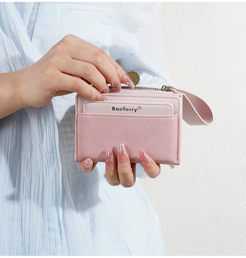 Neue Damen-Geldbörsen mit großem Fassungsvermögen, kurzer Kartenhalter, Damen-Geldbörse mit Reißverschluss, Münzfach, Fotohalter, einfache Geldklammern für Mädchen – Detail 17