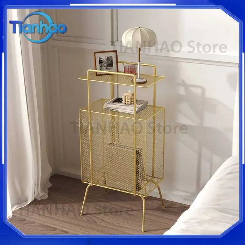 Narrow Iron Bedside Table 23cm Width for Newspaper Book Magazine Storage Rack Nightstands for Bedroom Sofa Side Table Floor