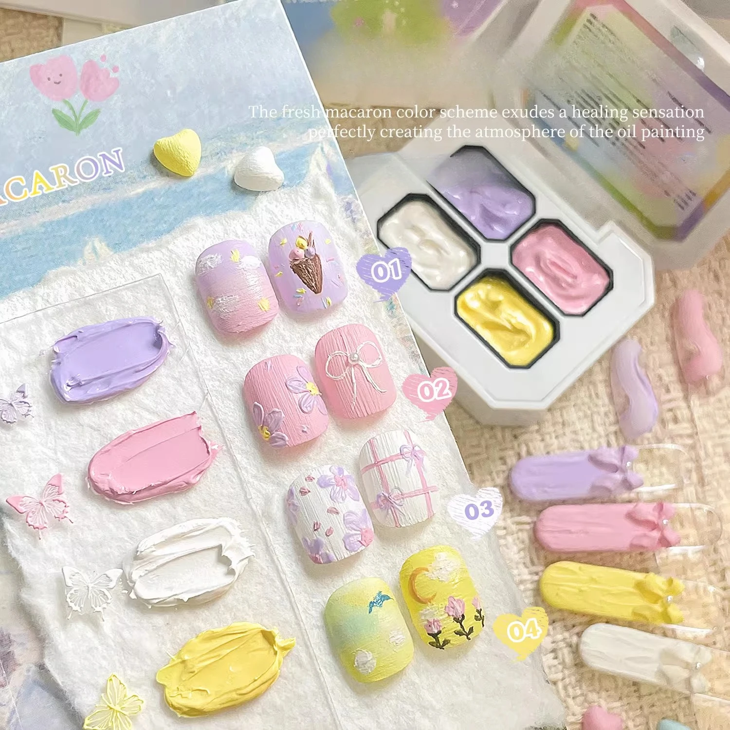 

4 сетки Macaron Резной масляный гель-лак для ногтей DIY УФ-светодиодный гель-лак 3D моделирование скульптура гель-лак для дизайна ногтей