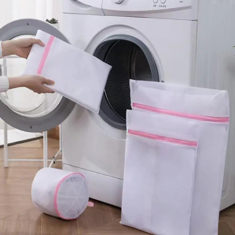 3Pcs Set Dacron Mesh Laundry Bag Zippered Wash Bra Lingerie Organizer Pouch 30x40 40x50 50x60cm For Washing Machine
