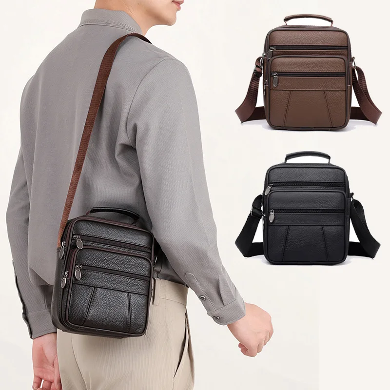 PU men's shoulder bag business commuting crossbody large capacity commuting backpack waterproof diagonal span bag