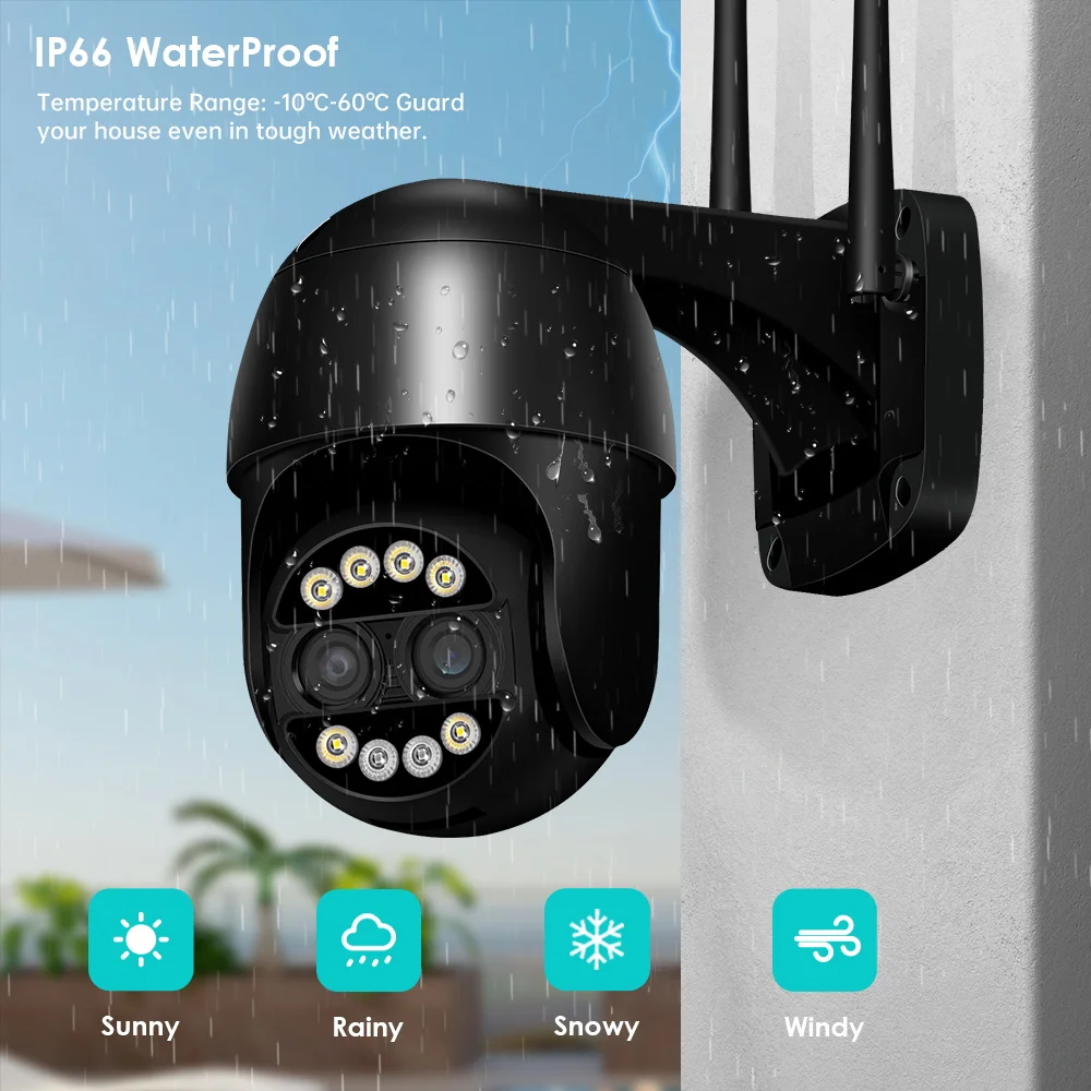 Cámara IP PTZ de 8MP, 4K, Zoom 8x, lente Dual, detección humana, cámara CCTV de 4MP, cámara de vigilancia Wifi inteligente para el hogar y exteriores, aplicación ICSEE