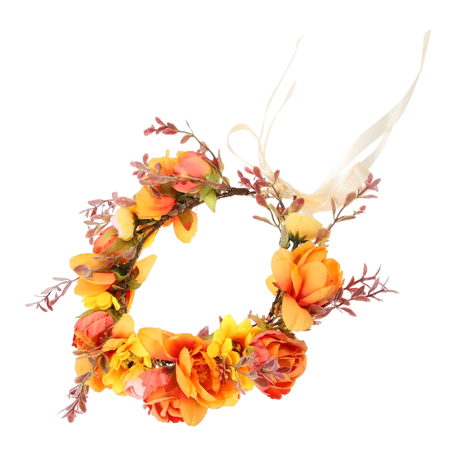 

Day Of The Dead Sunflower Flower Crown Floral Headpiece Wedding Halloween Costume Accessories Headband For Women Girls