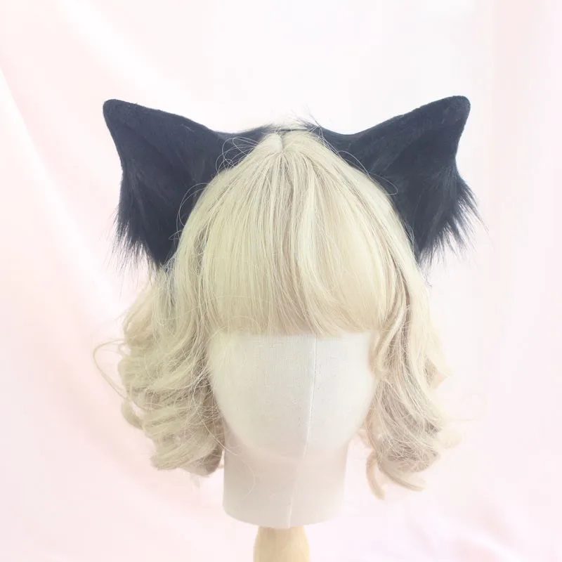 New Hand Made Cat Fox Ears Head Band LOL Cosplay DIY Ear Lolita White Pink Hairband Headwear for Women Girls Costume Accessories