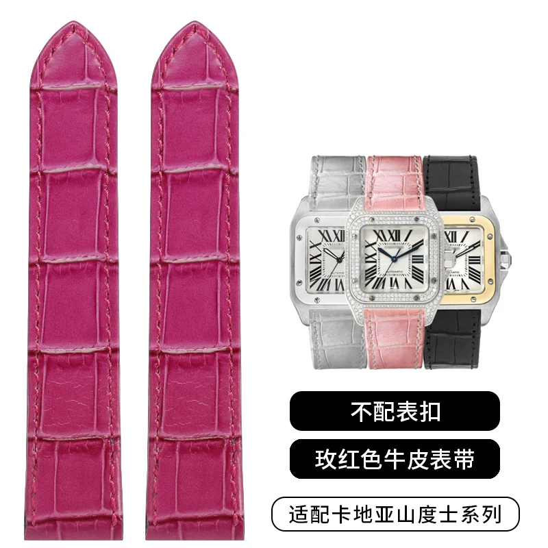 20mm 23mm Hoge Kwaliteit Lederen Horlogeband Voor Cartier Horlogeband Santos 100 Serie mannen En Vrouwen vouwgesp