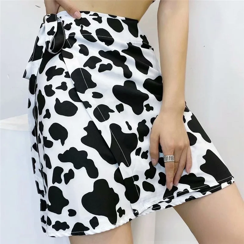 Summer High Waist A-Line  Skirt with Belt Spot Pattern Street Sle Women's Clothing f Body Skirts ort Skirts