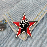 Red Star Fist Enamel Pins Rock Band Brooches Lapel Badges 90'S Anti-war Music Jewelry Gift for Fans Friends