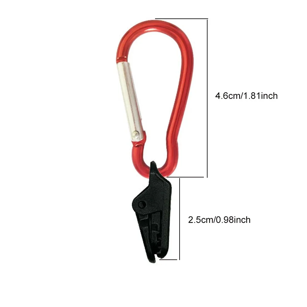 Zeltzubehör Zelttuch-Plane-Clips mit Karabiner, Shelter-Markisenklemme mit Haken aus Aluminiumlegierung, Outdoor-Werkzeug-Ausrüstung – Detail 1