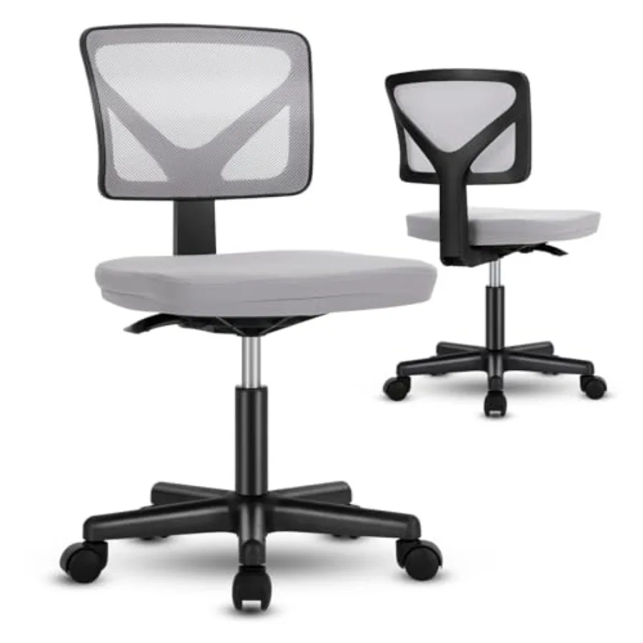 

Armless Desk Chairs Ergonomic Adjustable Home fice Swivel Rolling Task Chair No Arms Comfy Mesh Mid Back Computer Work Vanity D