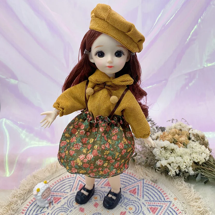 

12 Inch Bjd 30cm Princess Dress Doll Suit 20 Joint Movable Makeup Doll 3D Eyes Children's Birthday Gift Girl Costume Toy Gift