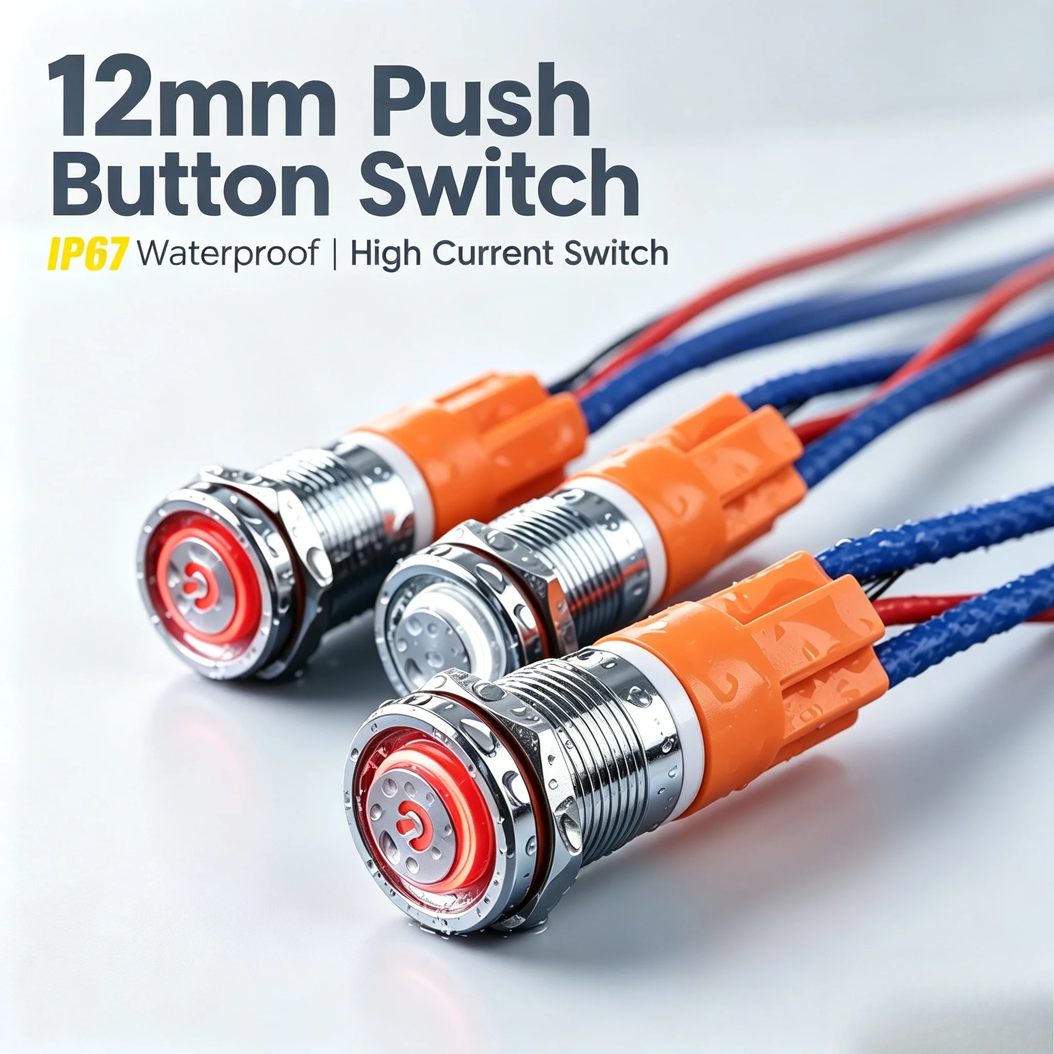 12mm 7A high current metal push button switch,DC12V LED,car/computer modification switch