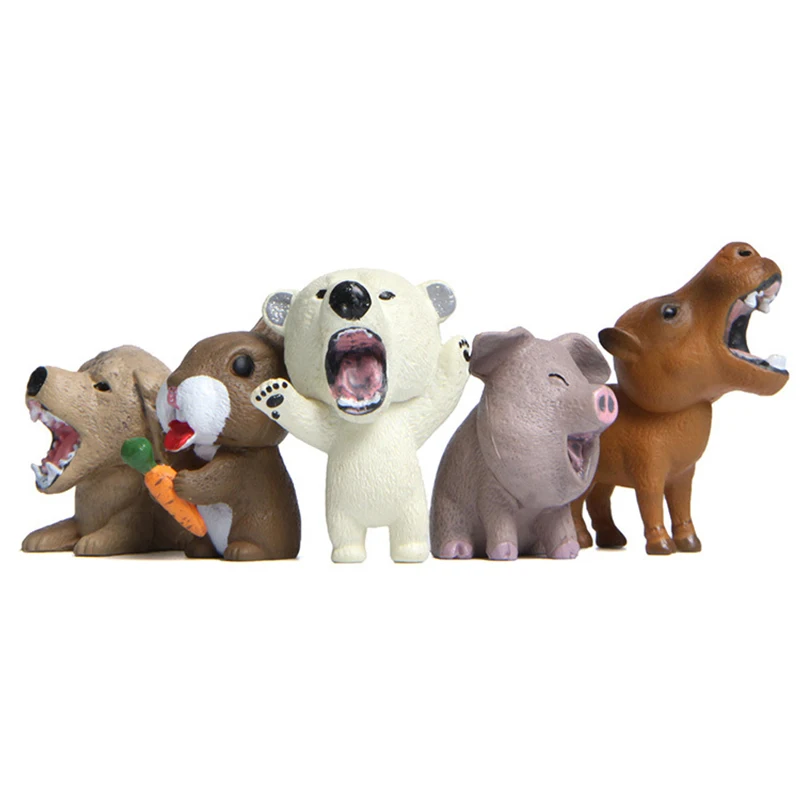 

Simulation Animal Set Laughter Polar Bear Elephant Orangutan Figures Penguin Rabbit Model Desktop Decoration for Adult Kids Toys