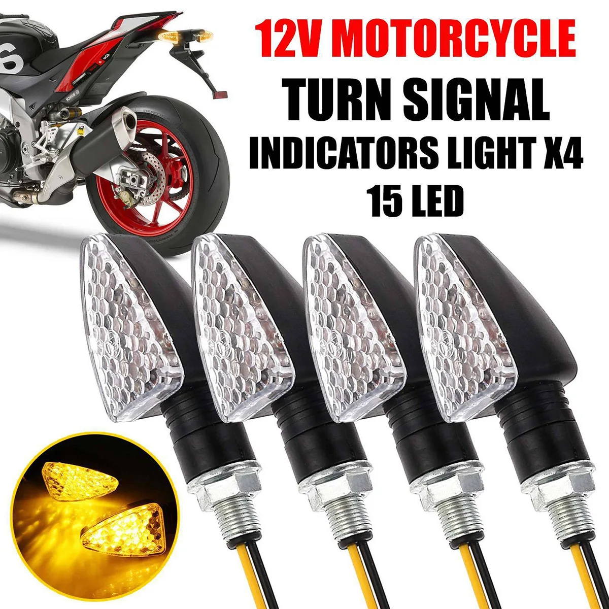 

2/4pcs Motorcycle LED Turn Signals Long Short Turn Signal Indicator Lights Blinkers Flashers Amber Color Accessories led 12V