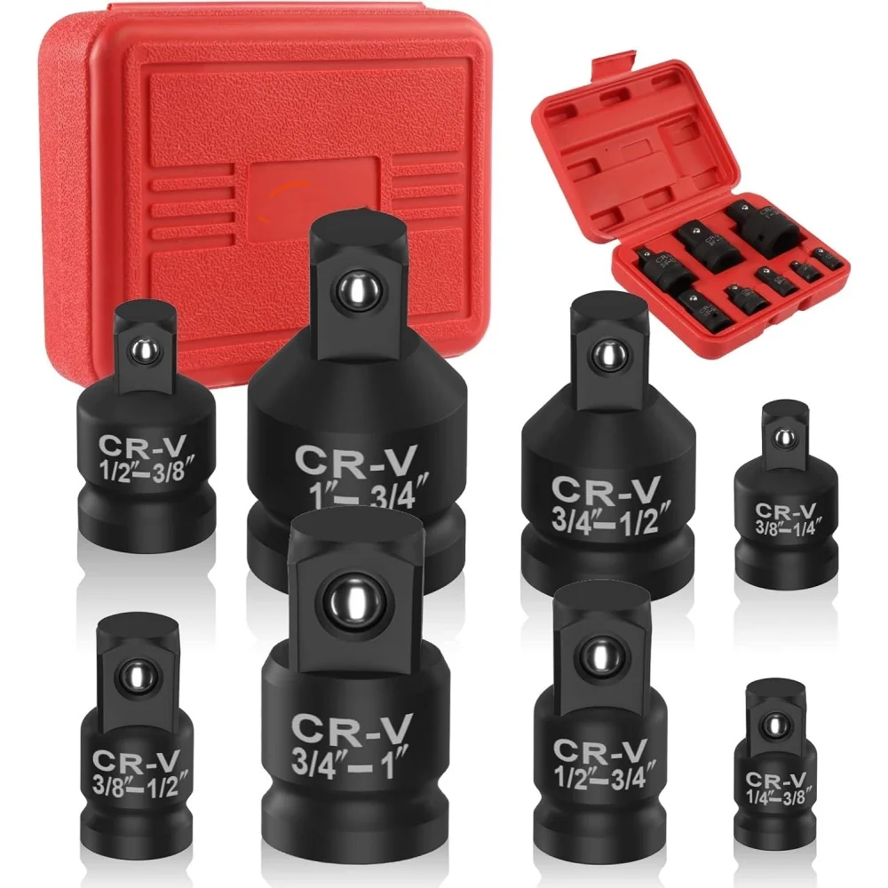 4-8 pces adaptador de soquete de impacto e conjunto redutor, 1/4 "3/8" 1/2 "conjunto de adaptador de impacto disjuntor barra chave kit de conversão ferramentas mecânicas