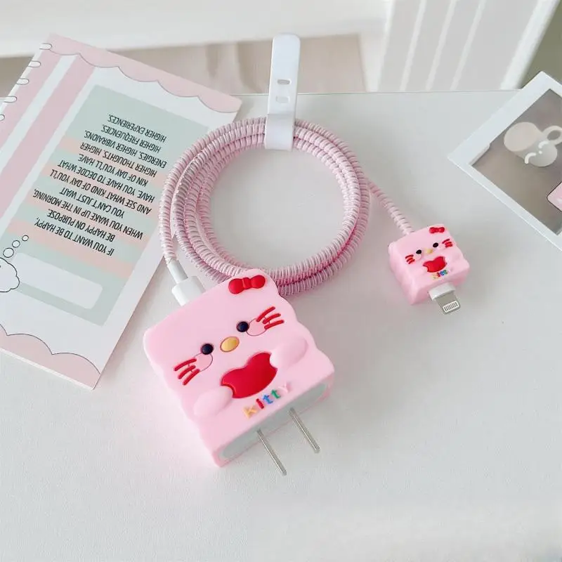 Kawaii Hello Kitty Charger Smart Cover New Cartoon Kuromi adatto cavo dati Apple cavo di ricarica decorazione accessori donna