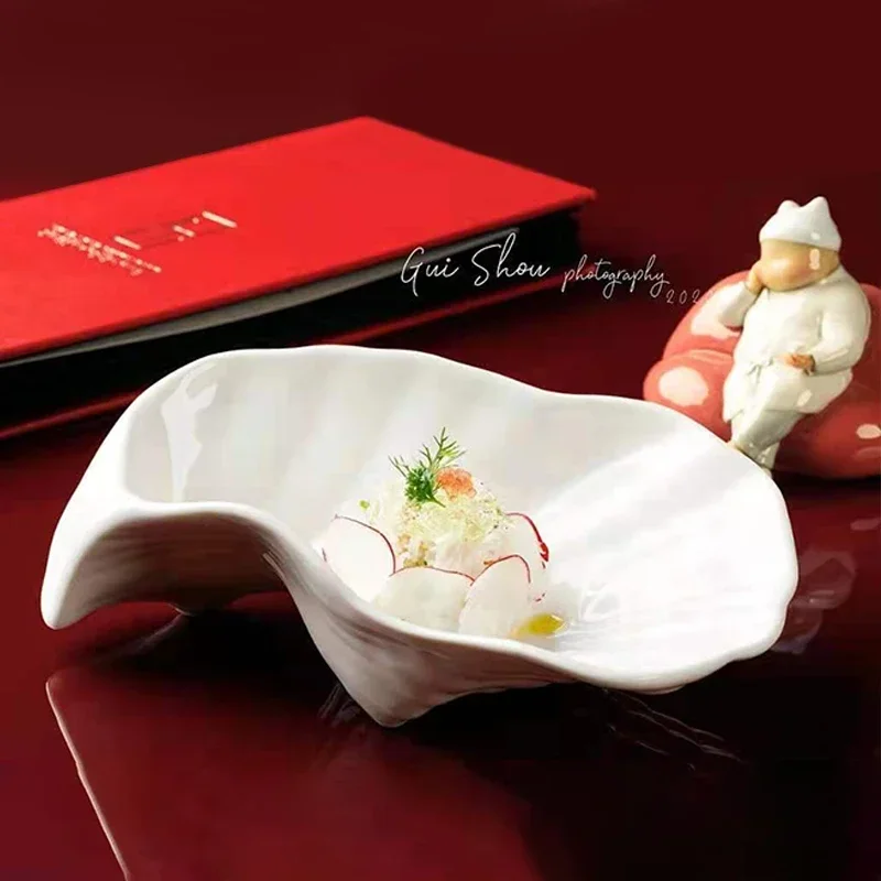 Ceramic Shell Type Molecular Cuisine Western Tableware Artistic Conception Dish Molecular Dessert Salad Bowl Special-shaped Dish