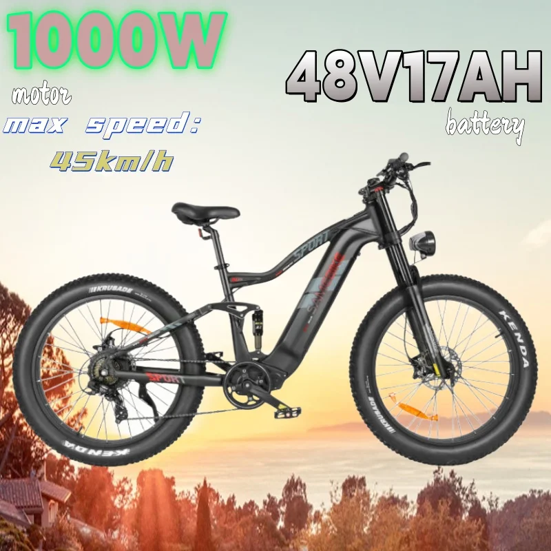 Electric Bike SAMEBIKE RS-A08 1000W motor 48V 17AH Battery 45km/h e bike 26 Inch Tire Mountain Shock absorption Electric Bicycle image 1