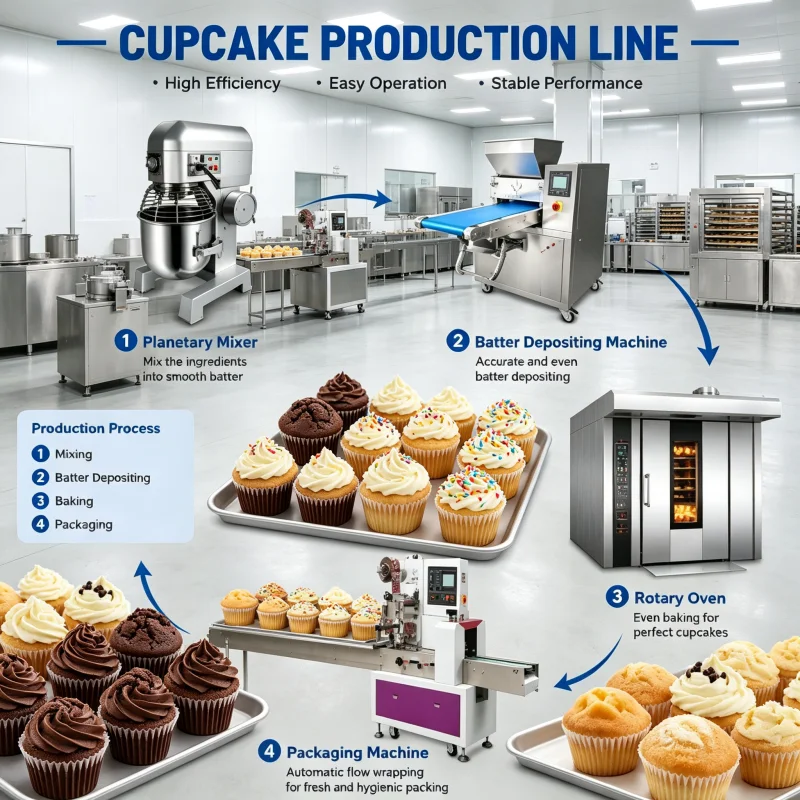 Automatic Layer Cake Production Line Complete Set Machine for Cake Filling and Cooling Customized