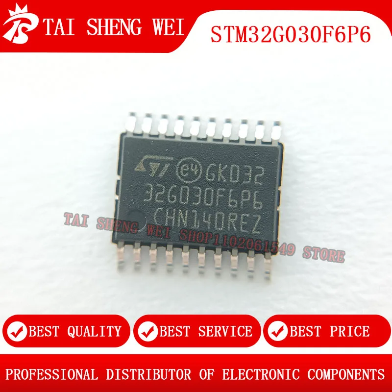 

Совершенно новый 32G030F6P6 STM32G030F6P6TR STM32G030F6P6 STM32G030F6 STM32G030F STM32G030 IC MCU 32BIT 32KB FLASH TSSOP-20