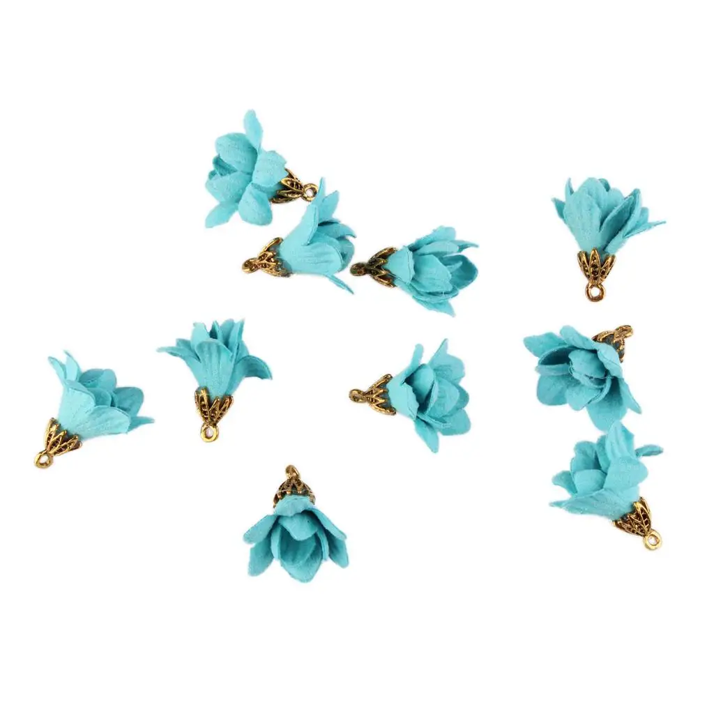 

Fabric Flower Charms Gold Plated Tassel Pendant Accessories for Jewelry Making Necklace DIY Women