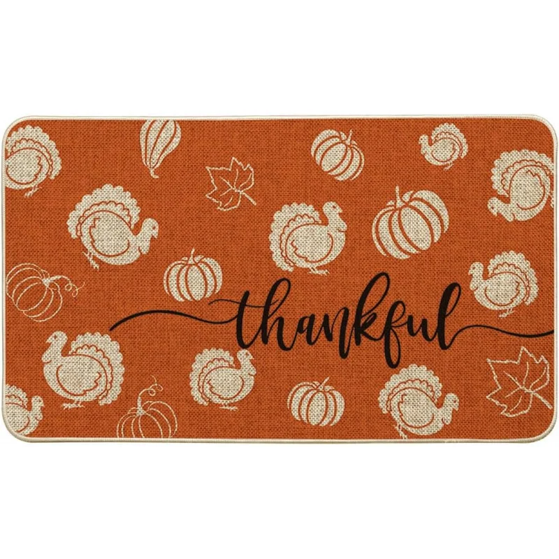 

Turkey Pumpkin Leaf Thanksgiving By Mat Home Decoration Indoor and Outdoor Non slip Floor Mat