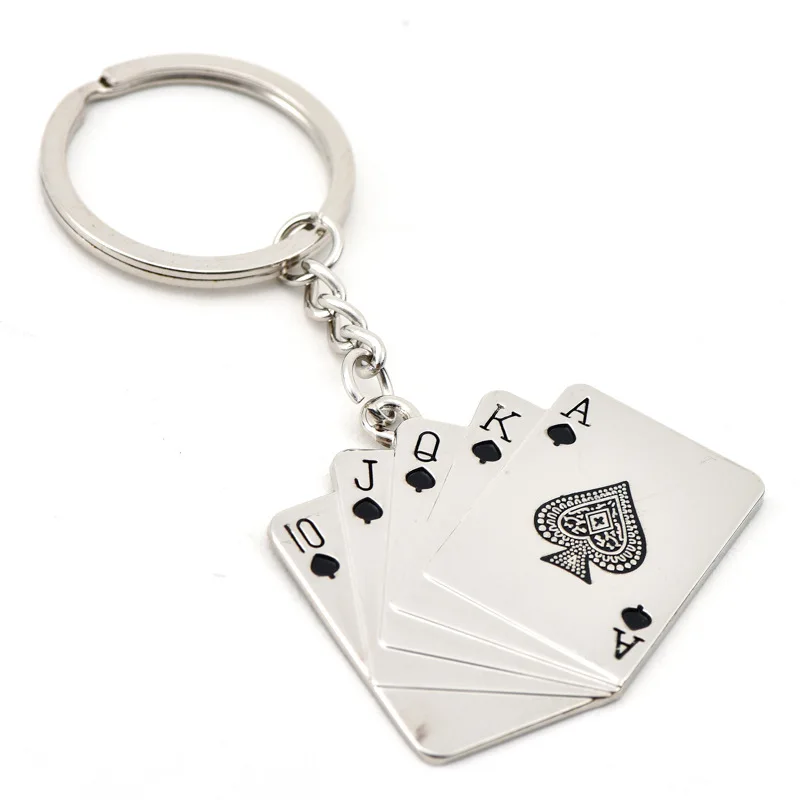 Neue Unisex Spielkarten Schlüsselanhänger Metallhalter Anhänger Schlüsselanhänger Tasche Dekoration Outdoor Cool Reiten Zubehör Einzigartiger Schmuck