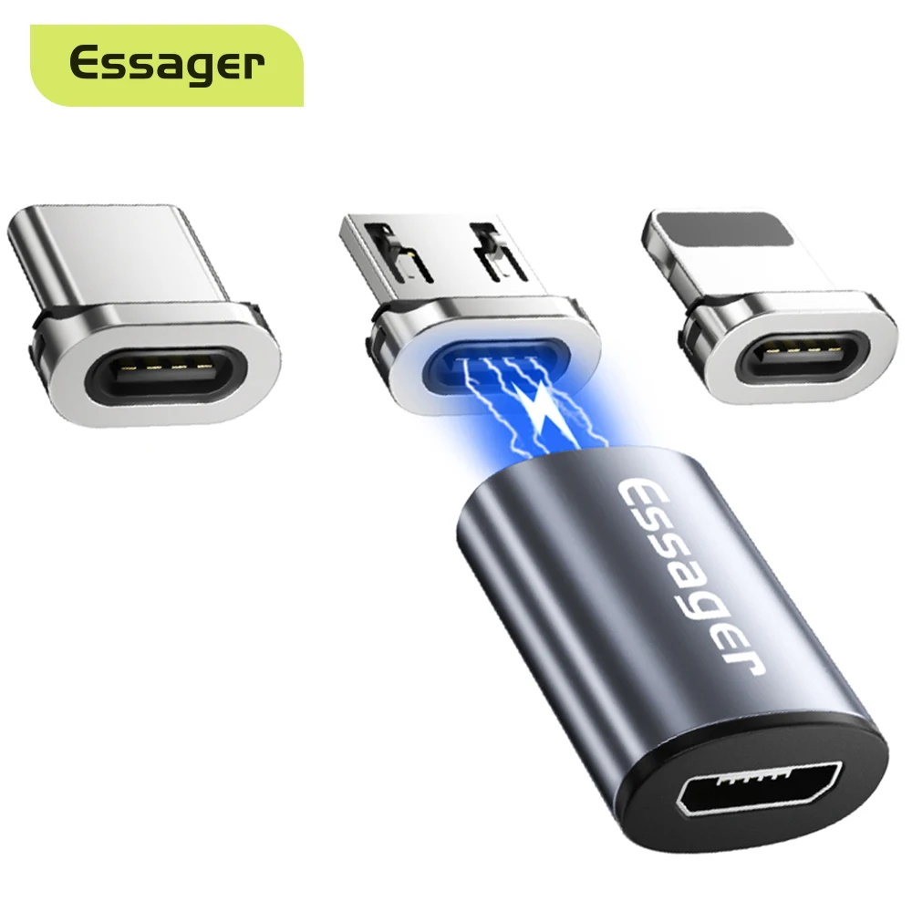 Essager-Adaptador Magnético Micro USB, Cabo Conector, Conversores Tipo C Masculino, iPhone, Xiaomi, Samsung, Ímã