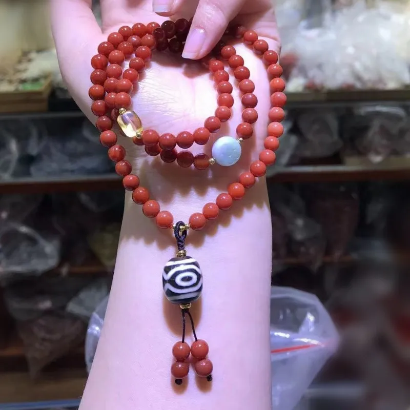 Liangshan Southern Red Agate Multi-Circle Bracelet Ornament