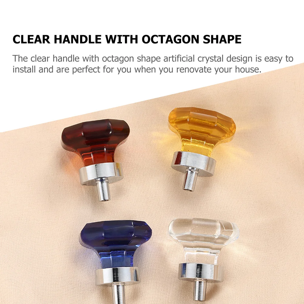 

2Pcs Clear Water Crystal Knobs Octagon Artificial Crystal Drawer Pull Handle for Kitchen Office Cabinet Wardrobe Furniture