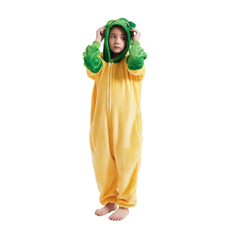 Cosplay Yoda Baby One-piece Hooded Pajamas Loungewear Long Sleeve Sleepwear Cute Homewear for Kids Adult Keep Warm