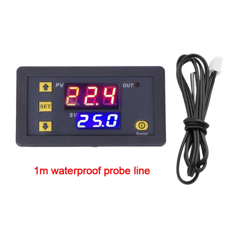 W3230 Digital Thermoregulator 12V 24V AC110-220V Temperature Controller Thermostat with Sensor Heat/Cooling Control Instruments