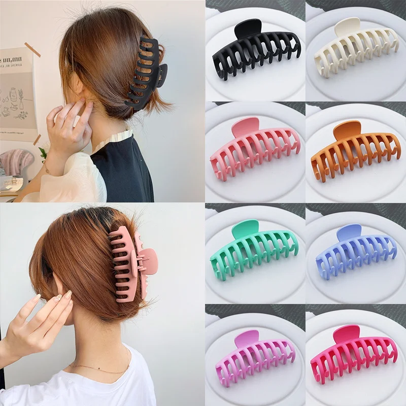 New Solid Color Claw Clip for Women Frosted Large Size Hair Clips Ponytail Clip Crab Hair Clips Lady Elegant Hair Accessories