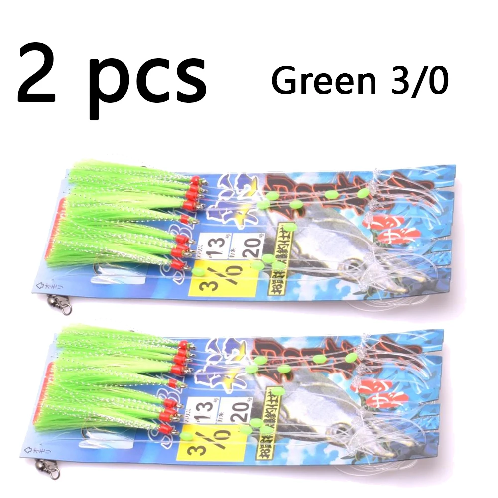 2 Packungen Simulierte Schnurhaken, Weißhaarig, Grünhaarig, 10 Haken, Leuchthaken, Fischhaut-Haken, Meeresangeln, Bootsangelhaken – Detail 9