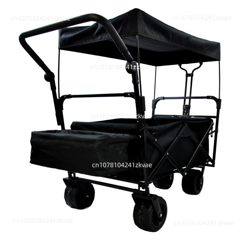 Uni-Silent Outdoor Collapsible Foldable Carry Trolley Camping Wagon Folding Utility Wagon With Canopy for Beach FW100A