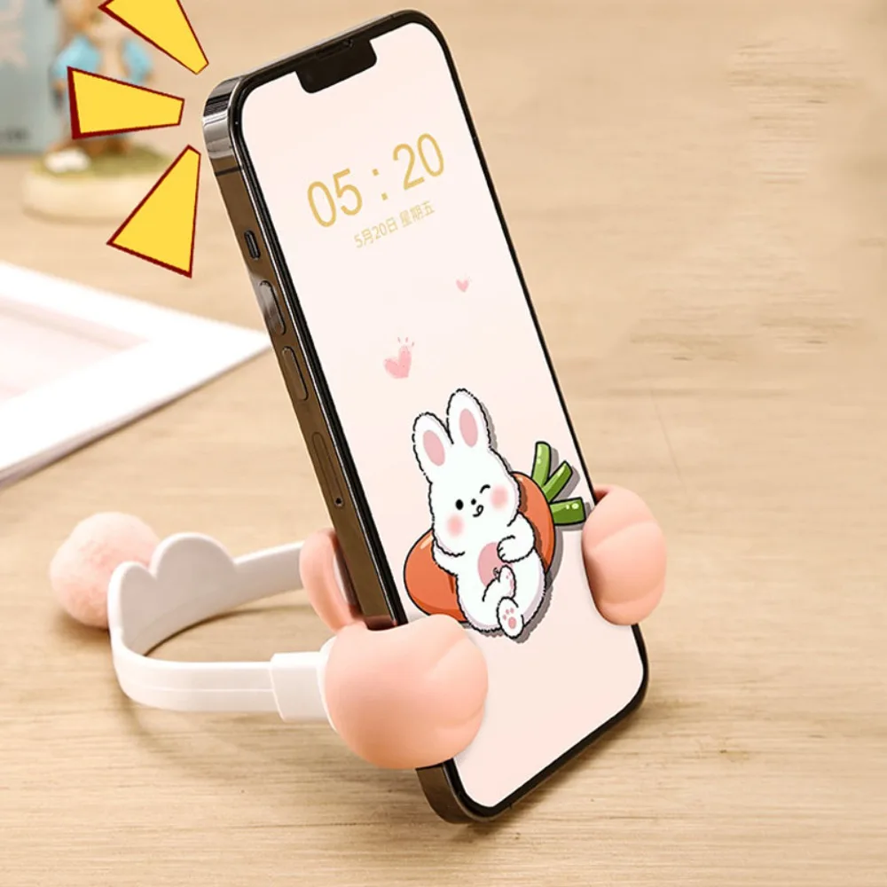 Pink Rabbit Universal Phone Stand Lazy Bracket Thumbs-up Mobile Phone Holder Desk Holder Cute Mobile Phone Bracket Girl Gift