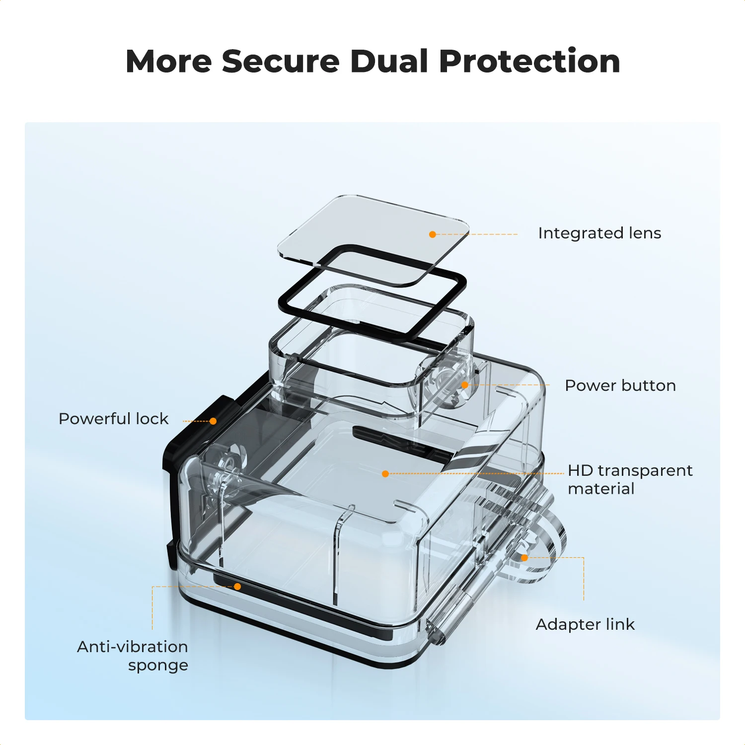 حافظة مقاومة للماء K&F Concept 60M/196FT لهاتف GoPro Hero 13 غطاء حماية أسود للغوص تحت الماء لهاتف Go Pro 12/11/10/9 أسود