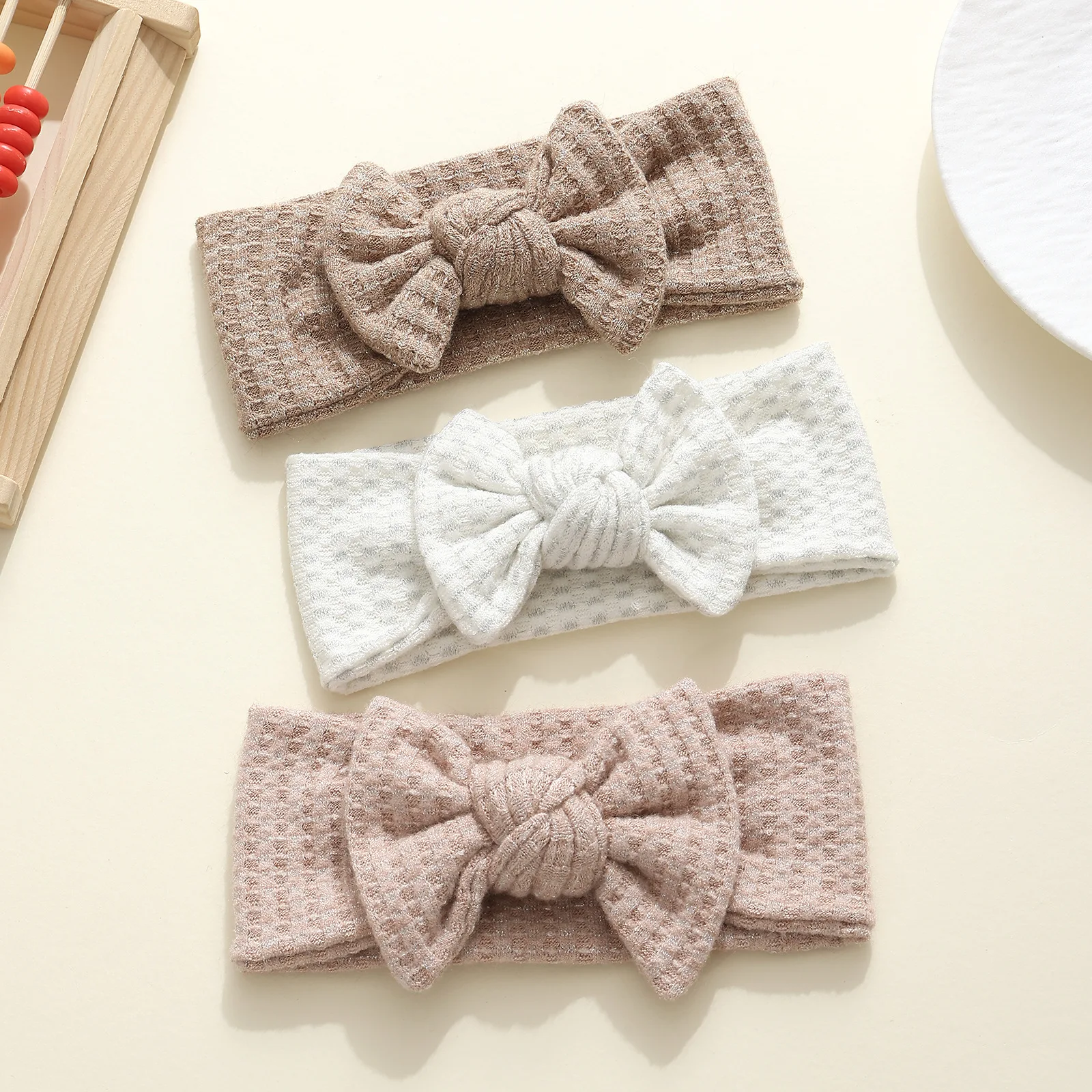 

3 шт., повязка на голову в клетку Macaron для маленьких девочек, зимние повязки на голову для маленьких мальчиков, милые повязки на голову с бантом для новорожденных, тюрбан для малышей Bebes