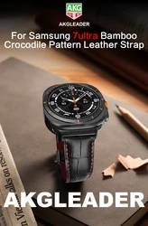 AKGLEADER bamboo crocodile patter leather Watch band For Samsung Galaxy Watch 8 classic 46mm strap for Watch 7 Ultra 47mm 40mm