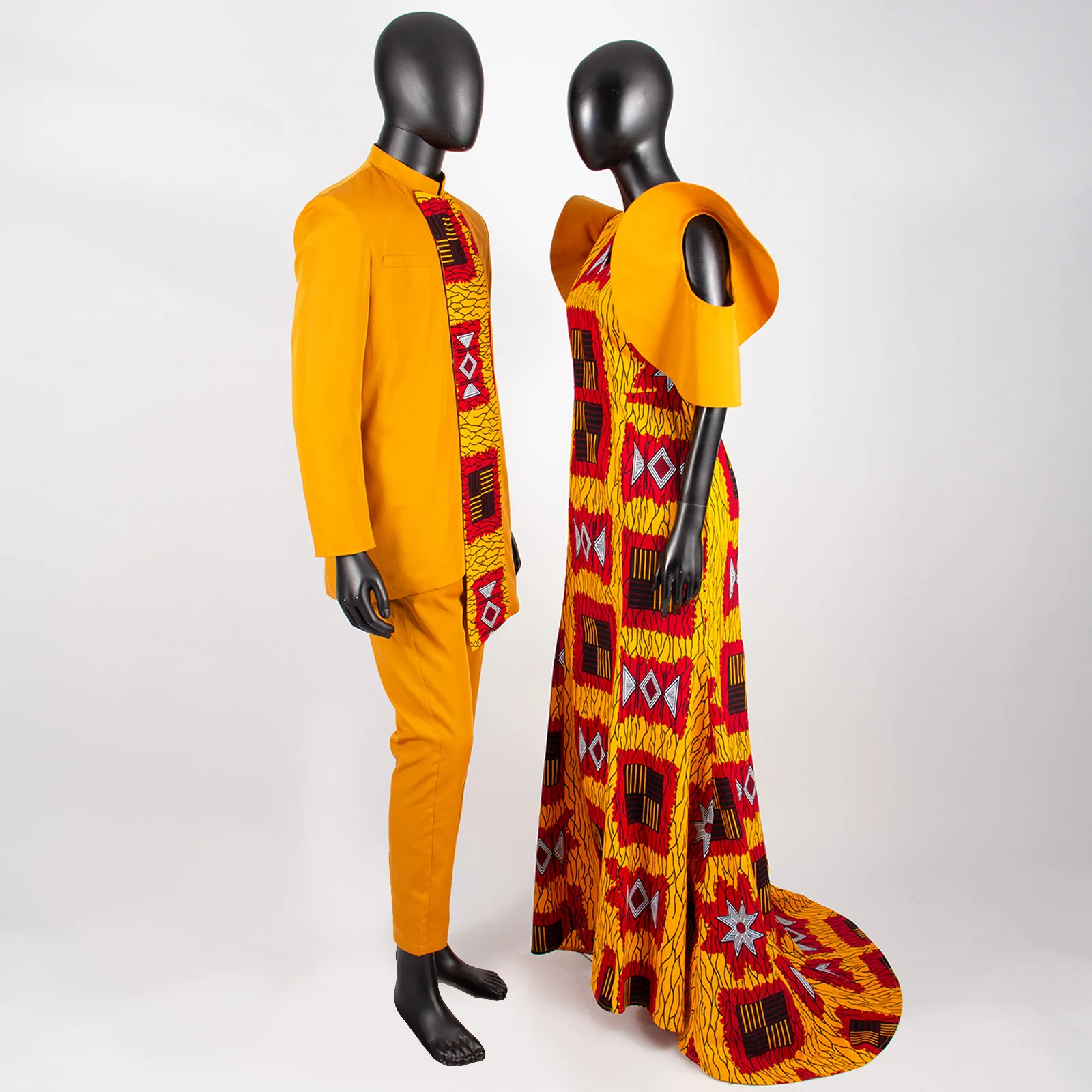 Vestidos longos de impressão africana para mulheres, roupas masculinas combinando, conjuntos de patchwork e calções, roupas africanas, festa, Y23C018
