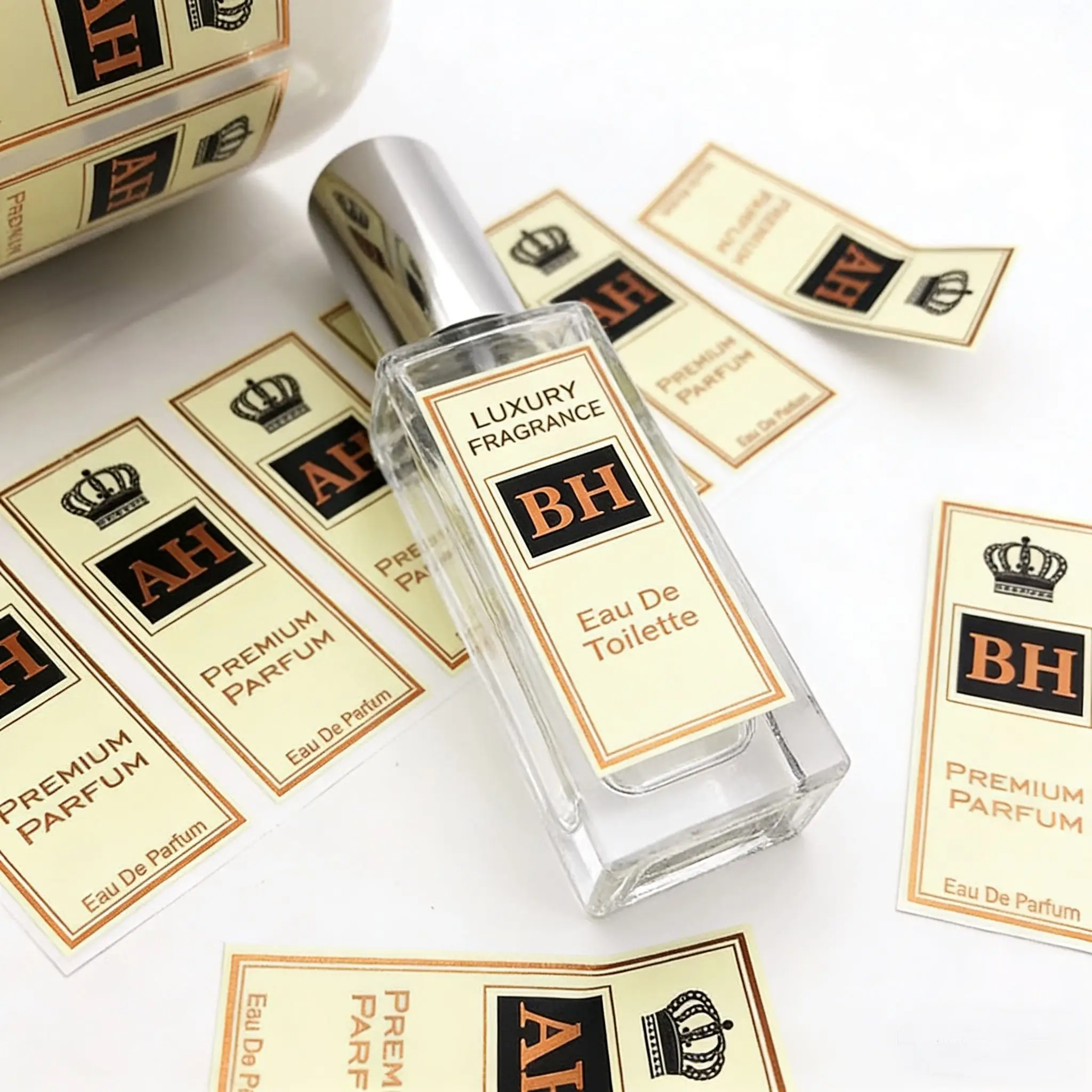 Adesivos de série de perfume impressos personalizados, etiquetas correspondentes para velas, difusores de palheta e frascos de fragrâncias