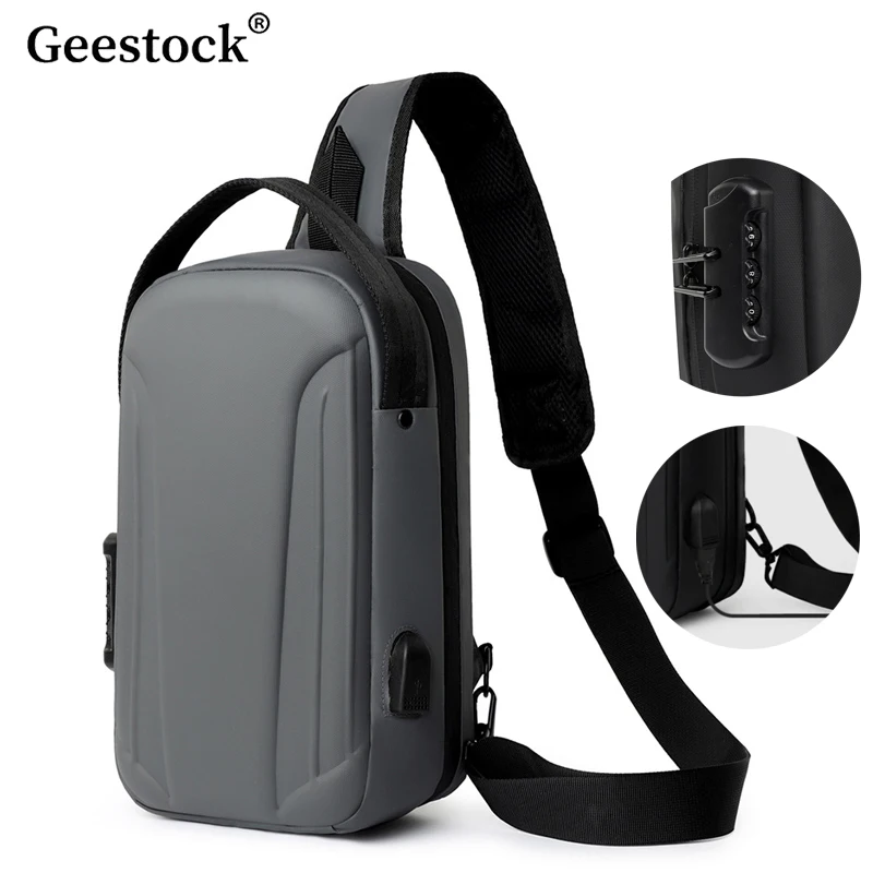 

USB Interface Crossbody Bag Fashionable Casual Commuting Versatile Shoulder Bag Outdoor Waterproof Large Capacity Chest Bag