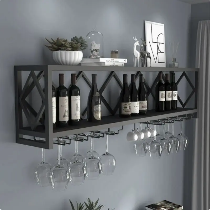 Armadietto rustico Armadietto per il vino Espositore di lusso Armadietto per il vino antico Panettiere Decorazione da bar Szafka in metallo illuminato a parete alta
