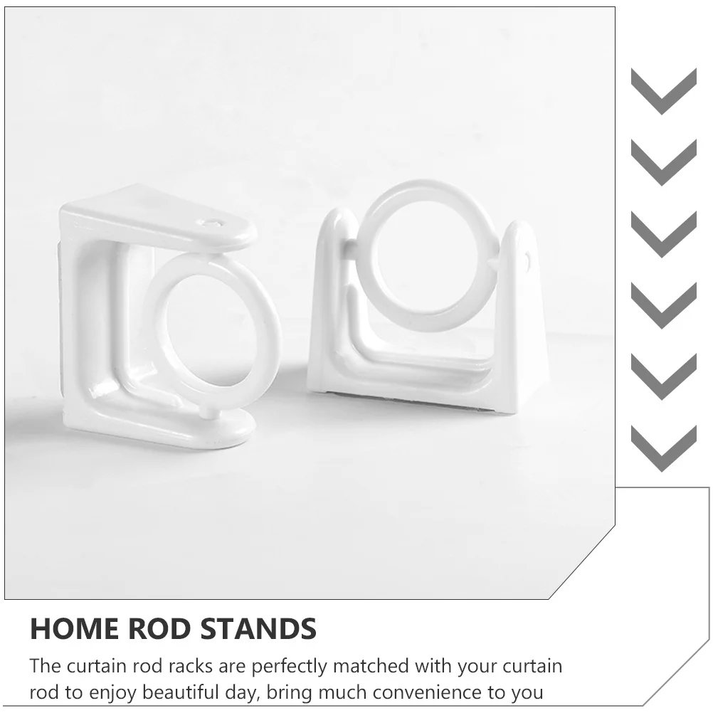 4Pcs Curtain Rod Holders Telescopic Rod Hooks Multipurpose Rotatable Ring Nail-Free Curtain Support Brackets Wall Mount Hooks
