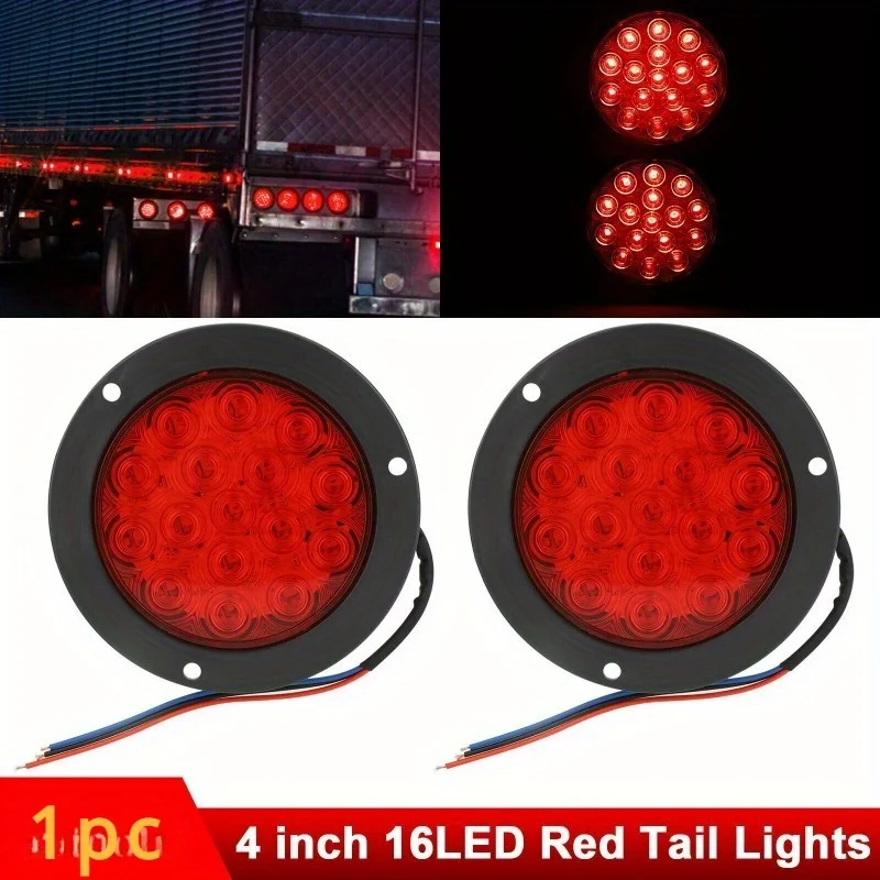 1pc 16LED Round Tail Lights 10-30v Ip67 Waterproof Truck Trailer Tail Stop Turn Brake Lights Car LED Motorcycle Light